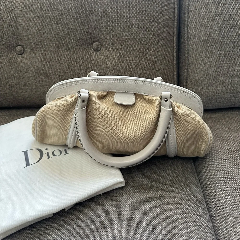 Vintage Dior “My Dior frame” raffia blend satchel - Picture 4 of 15